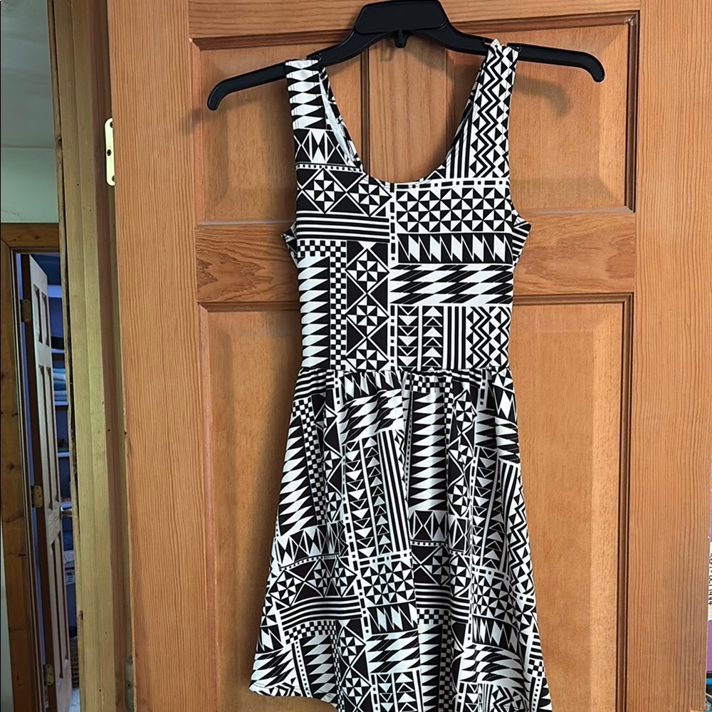 Timing Black and White Fit and Flare Mini Dress